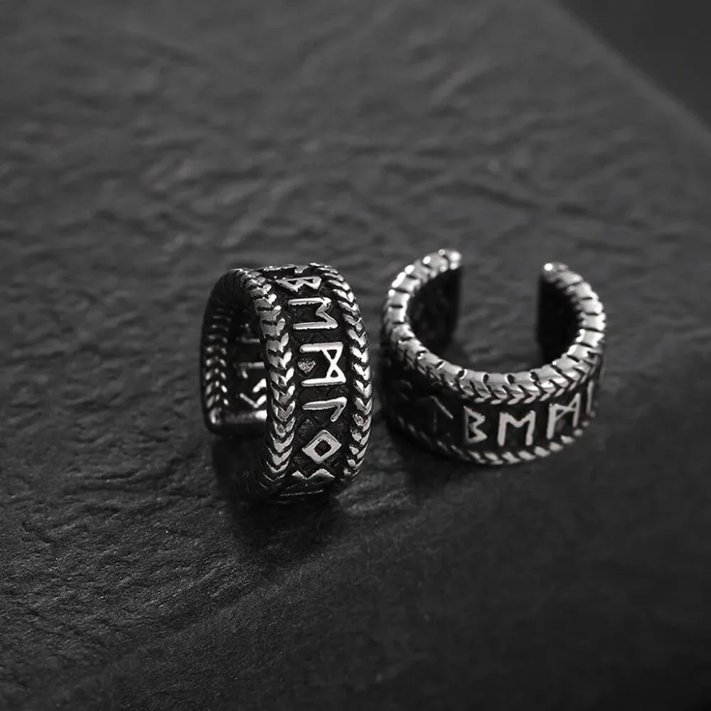 Norse Runes Ear Cuff Non Piercing Clip On Jewelry for Women Men